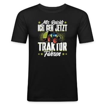 Landwirt Traktor - Männer Slim Fit T-Shirt - Schwarz - Vorne - Nik (191cm)