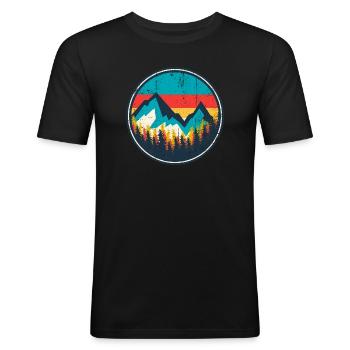 Aurora Ridge Mountain Sunset - Men's Slim Fit T-Shirt - black - Front - Nik (191cm)