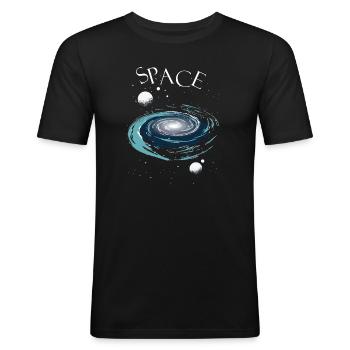 Galaktische Spiralgalaxie Gestaltung - Männer Slim Fit T-Shirt - Schwarz - Vorne - Nik (191cm)