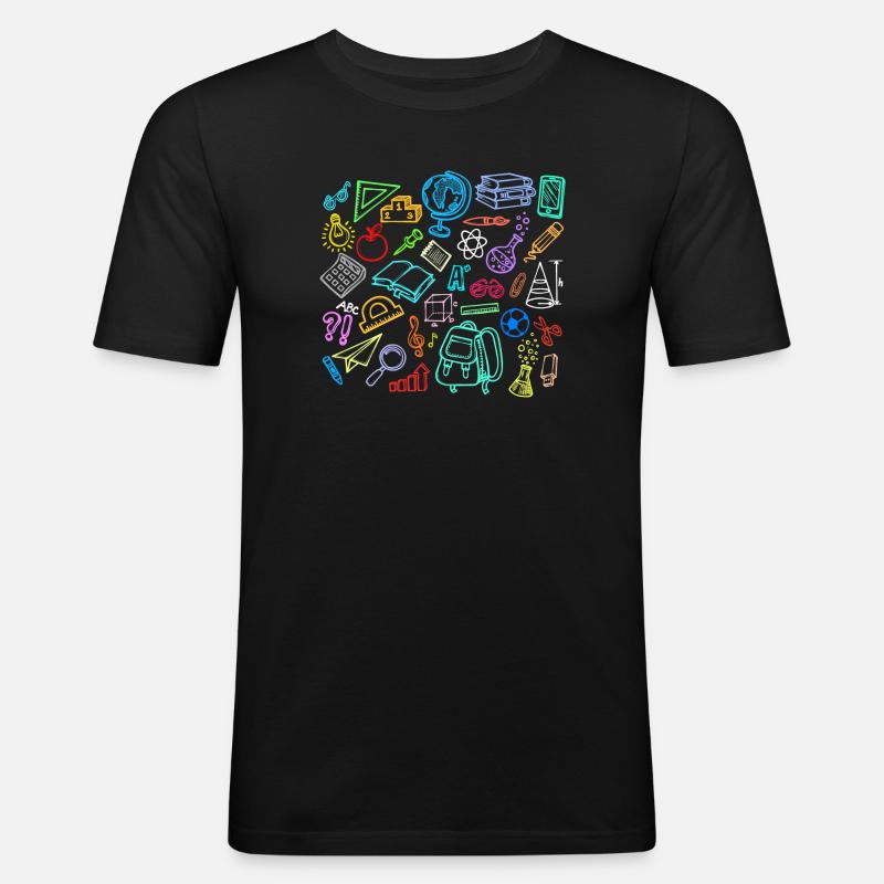 Schule Lernen Pauken Schulstart Schulanfang - Männer Slim Fit T-Shirt - Schwarz