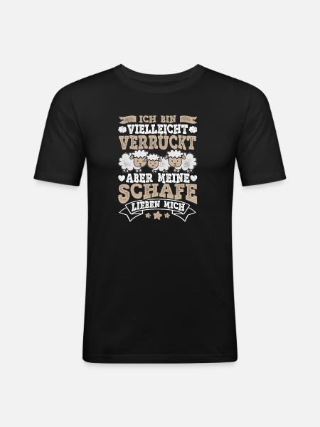 Schaf - Männer Slim Fit T-Shirt - Schwarz