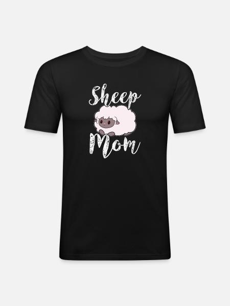 Schaf Schafe Mama Mutter - Männer Slim Fit T-Shirt - Schwarz