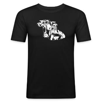 Cow Cows Silhouettes Cow Head White - Men's Slim Fit T-Shirt - black - Front - Nik (191cm)
