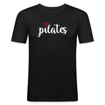 Pilates Training Fitness - T-shirt près du corps Homme - noir - Devant - Nik (191cm)