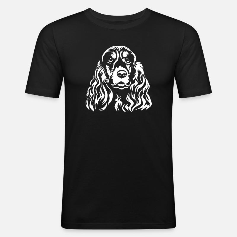 Cocker Spaniel Kopf "Black Edition" - Männer Slim Fit T-Shirt - Schwarz