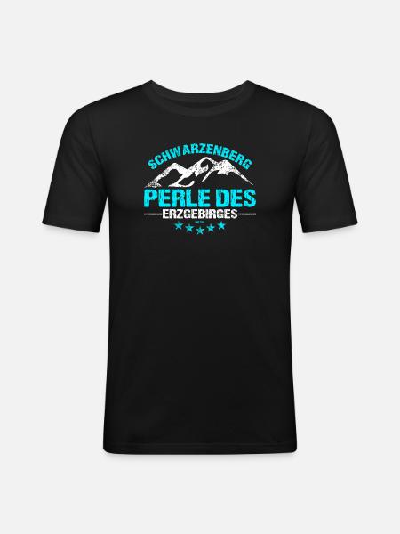 Perle des Erzgebirges - Männer Slim Fit T-Shirt - Schwarz