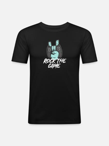 Gamer Saying Zocker Controller Game - Men's Slim Fit T-Shirt - black