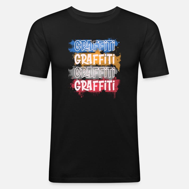Graffiti - Männer Slim Fit T-Shirt - Schwarz