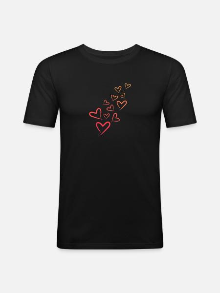 Herzchen Herz Muster - Männer Slim Fit T-Shirt - Schwarz