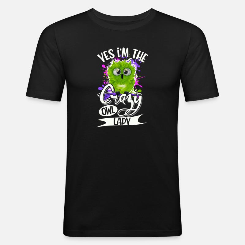 Eule - Männer Slim Fit T-Shirt - Schwarz