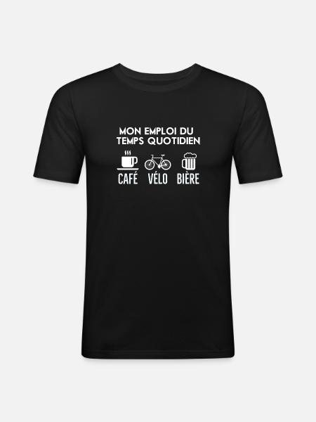 Café Vélo Bière 2 - T-shirt près du corps Homme - noir