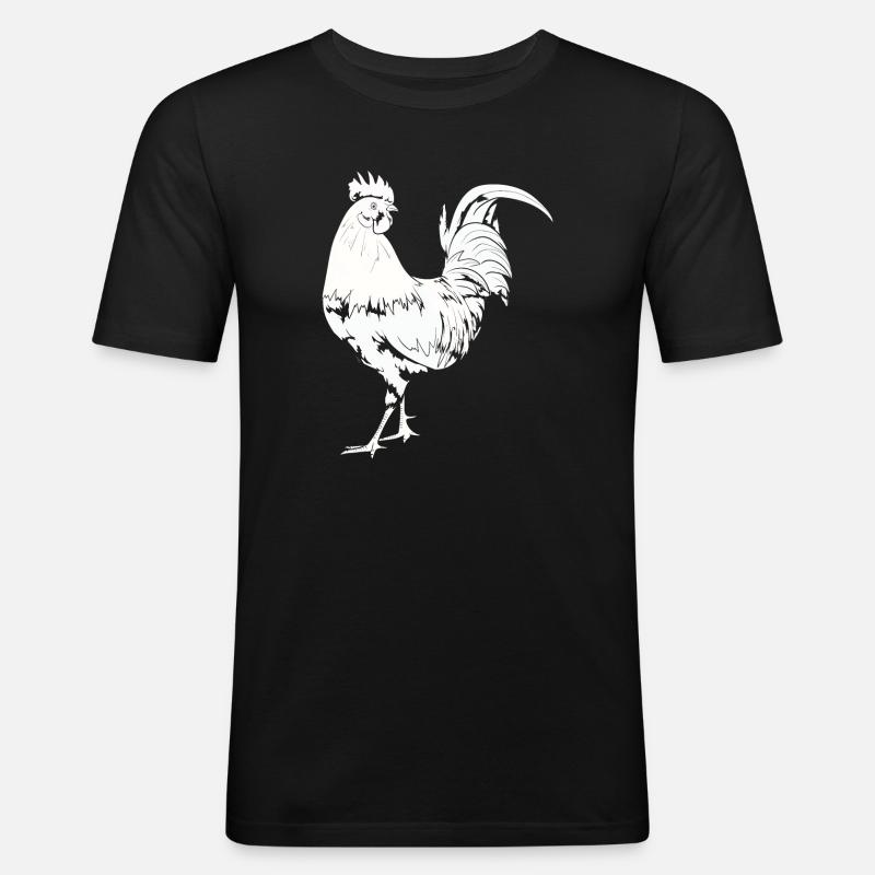 Hahn Huhn Gockel - Männer Slim Fit T-Shirt - Schwarz