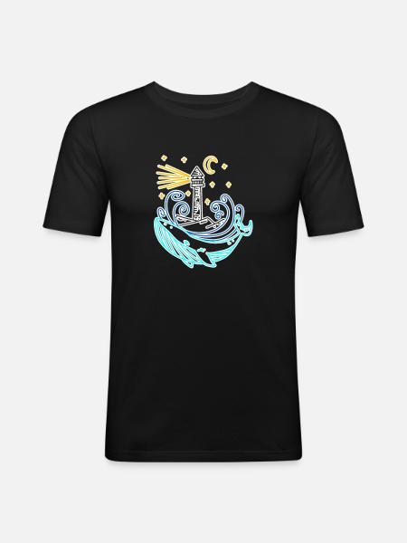 Lighthouse Coast Lake Sea - Men's Slim Fit T-Shirt - black