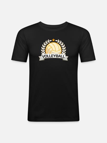 Volleyball Sieg-Abzeichen - Männer Slim Fit T-Shirt - Schwarz