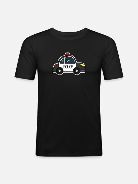 Polizeiwagen - Männer Slim Fit T-Shirt - Schwarz