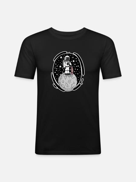 Astronaut Skateboard Space Skateboarder - Men's Slim Fit T-Shirt - black