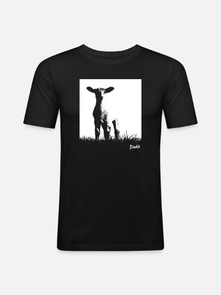 Ostfriesland-Kollektion: Deich-Lämmchen - Männer Slim Fit T-Shirt - Schwarz