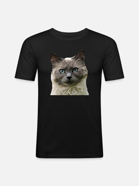 Kat Katte kat Katte Kat Hoved - Herre Slim Fit T-Shirt - sort