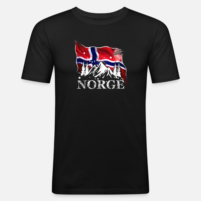 Norwegen - Männer Slim Fit T-Shirt - Schwarz