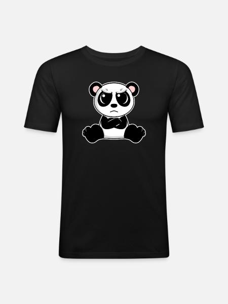 Le panda mignon est agacé - T-shirt près du corps Homme - noir