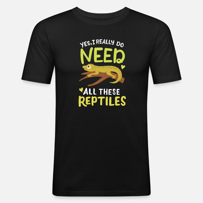 Reptil Eidechse Herpetologe - Männer Slim Fit T-Shirt - Schwarz