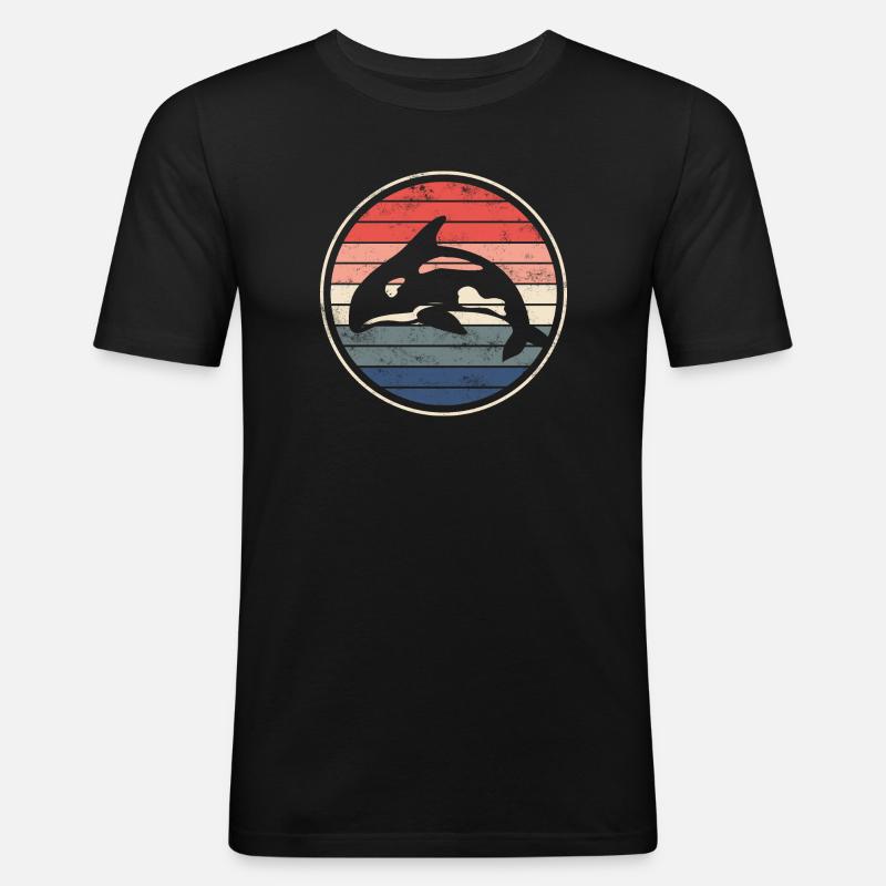 Orca Wal - Männer Slim Fit T-Shirt - Schwarz