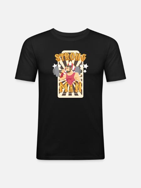 Strong man circus weightlifting birthday - Men's Slim Fit T-Shirt - black