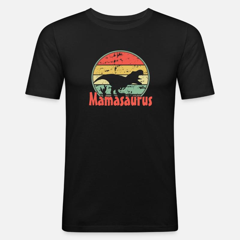 Mama Mamasaurus - Männer Slim Fit T-Shirt - Schwarz