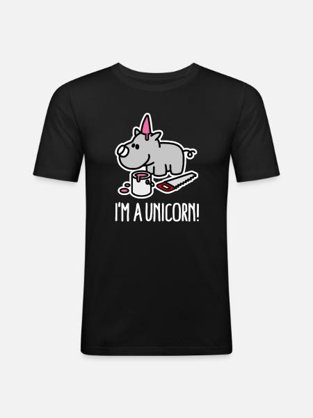 I'm a unicorn rhino funny chubby BBW Plus Size - Men's Slim Fit T-Shirt - black