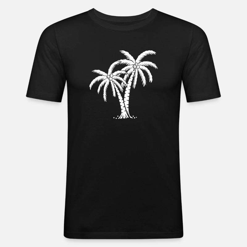 Palme - Männer Slim Fit T-Shirt - Schwarz