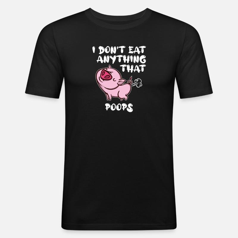 Statement Schwein Vegan - Männer Slim Fit T-Shirt - Schwarz