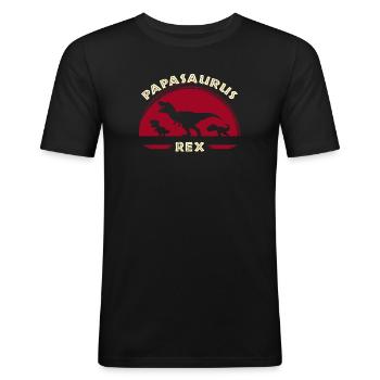 Papasaurus Dinosaurier Papa - Männer Slim Fit T-Shirt - Schwarz - Vorne - Nik (191cm)