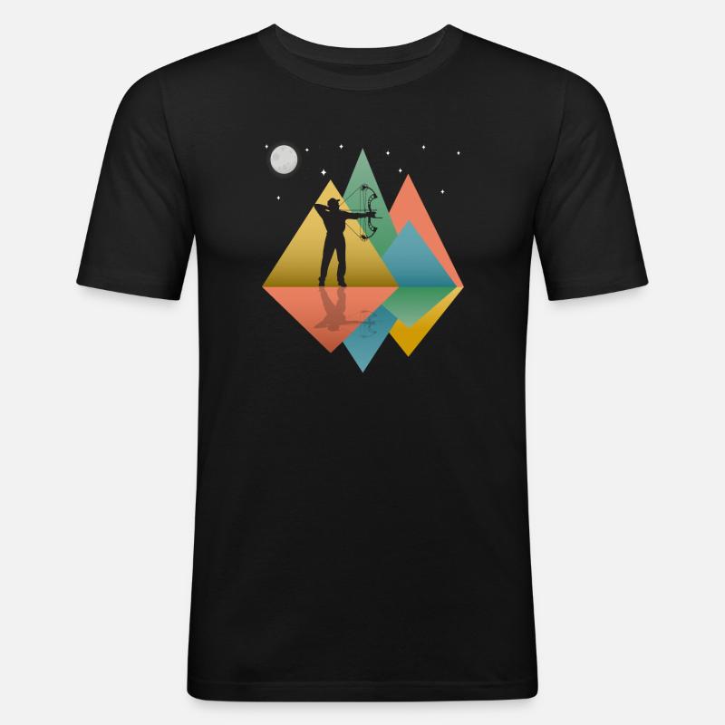 Bogenschießen Herren - Compound Bogen - Männer Slim Fit T-Shirt - Schwarz