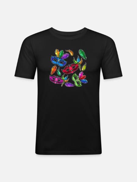 Kostüm Masken Karneval Fasching - Männer Slim Fit T-Shirt - Schwarz