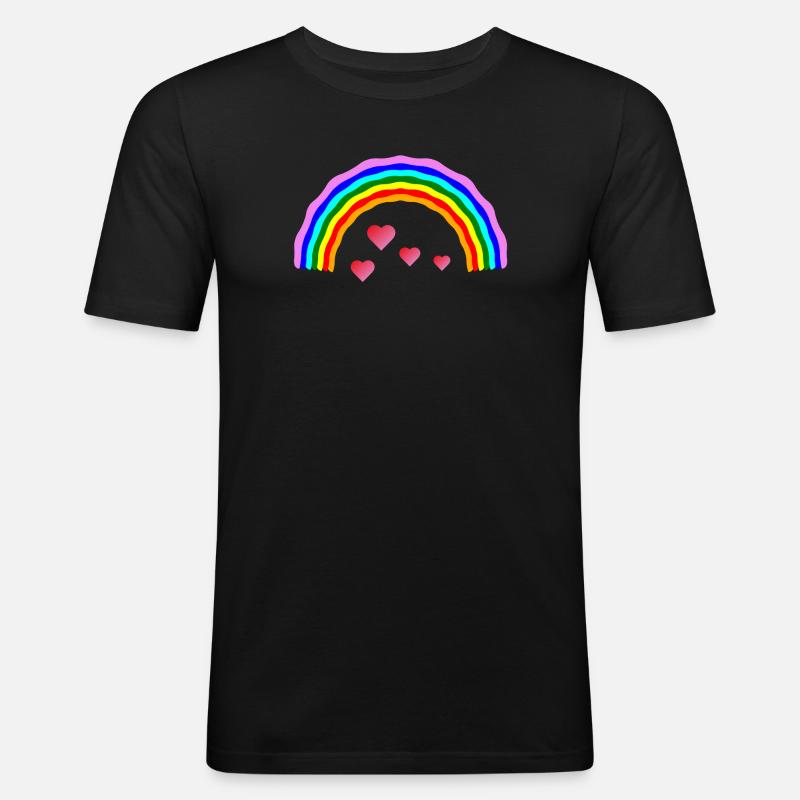 Regenbogenherz Regenbogenherz - Männer Slim Fit T-Shirt - Schwarz