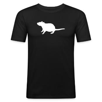 Ratte - Männer Slim Fit T-Shirt - Schwarz - Vorne - Nik (191cm)