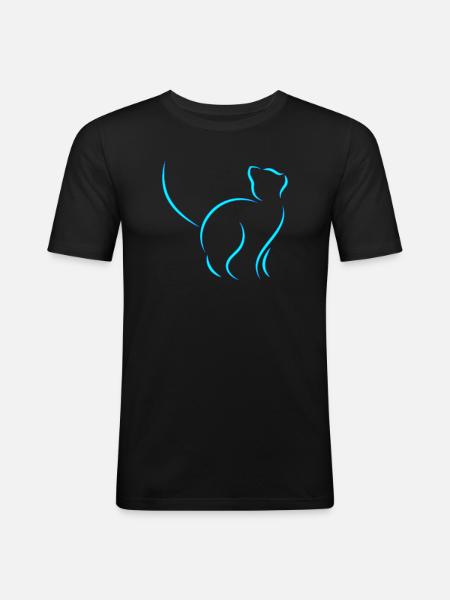 chat - T-shirt près du corps Homme - noir