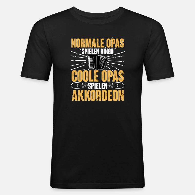 Akkordeon - Männer Slim Fit T-Shirt - Schwarz