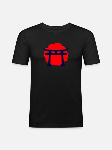 A Temple In A Red Sunset - Men's Slim Fit T-Shirt - black