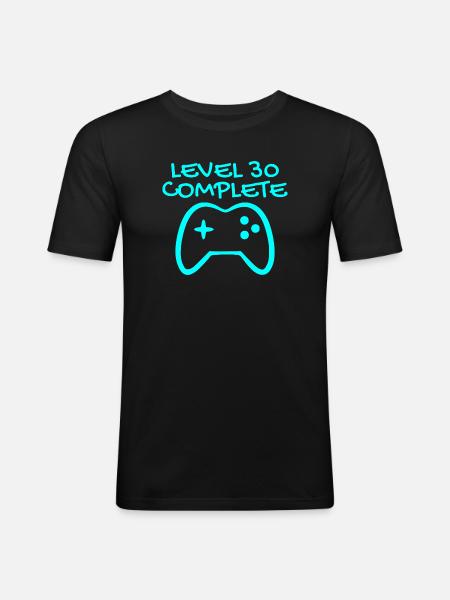 30 Birthday Level 30 Complete - Men's Slim Fit T-Shirt - black
