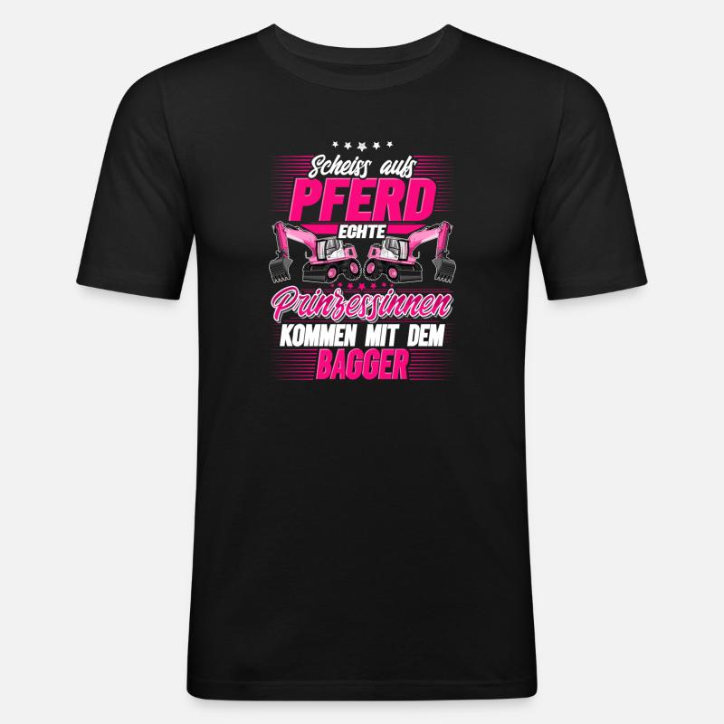 Baggerfahrerin - Männer Slim Fit T-Shirt - Schwarz