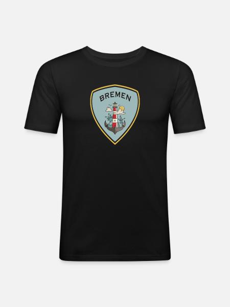 Bremen Lighthouse Crest Design - Men's Slim Fit T-Shirt - black