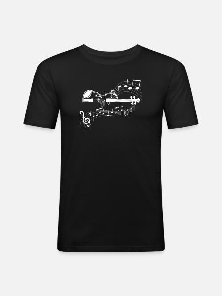 Violin with flowing notes - Men's Slim Fit T-Shirt - black