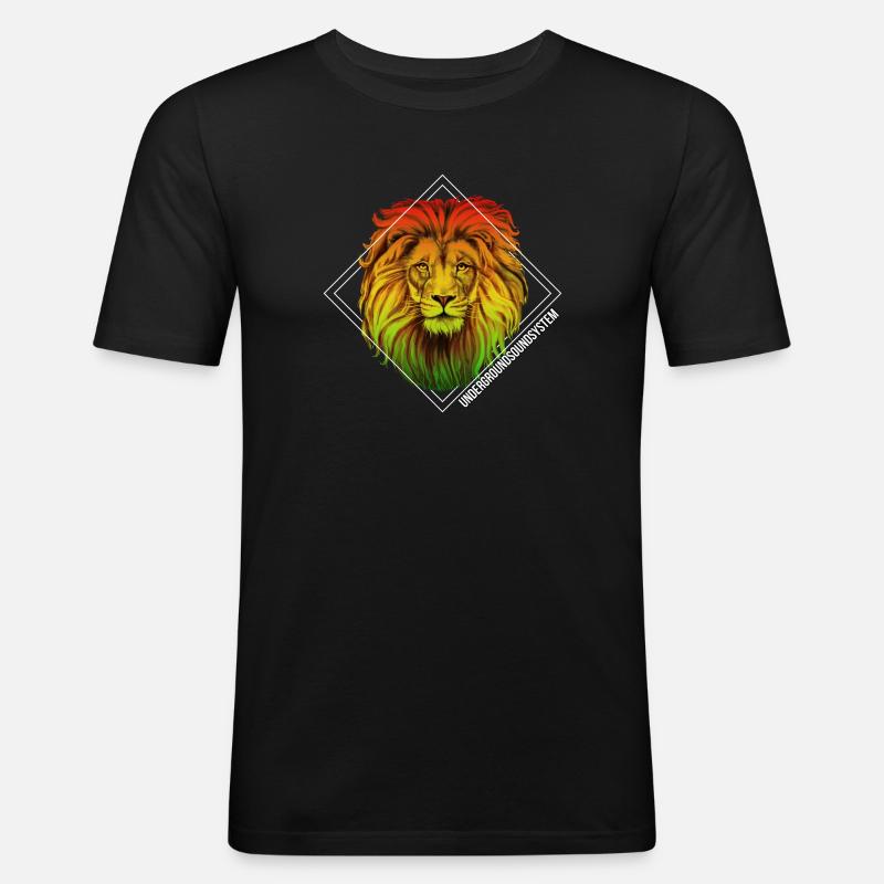 Rainbow Lion Diamond Pattern - Men's Slim Fit T-Shirt - black