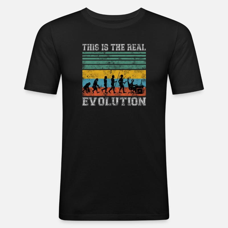 Zocker Gamer Evolution Shirt Geschenk - Männer Slim Fit T-Shirt - Schwarz