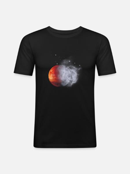 Red moon in fog dust - Men's Slim Fit T-Shirt - black