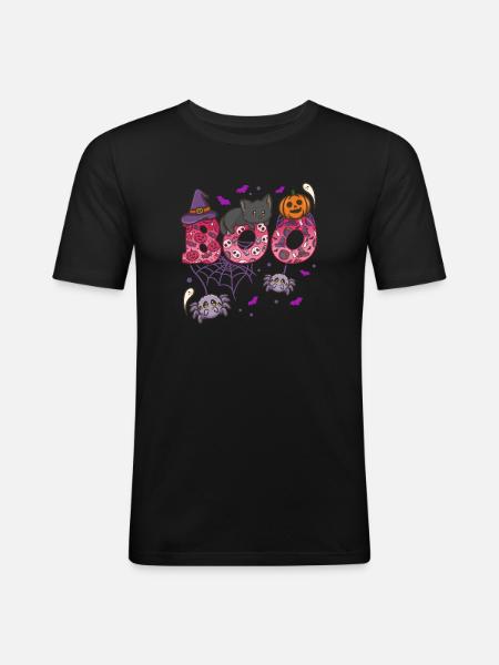 Halloween Boo Halloween-Kostüm - Männer Slim Fit T-Shirt - Schwarz