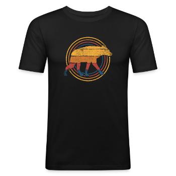 Hyäne Hyänen - Männer Slim Fit T-Shirt - Schwarz - Vorne - Nik (191cm)