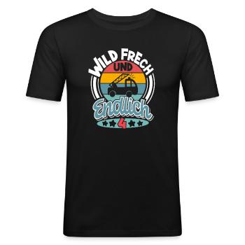 Feuerwehr 4. Geburtstag Kinder - Männer Slim Fit T-Shirt - Schwarz - Vorne - Nik (191cm)