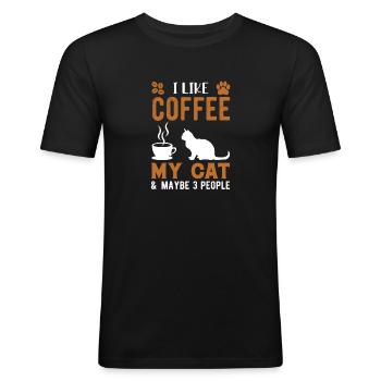 Citation de café drôle pour les amateurs de café J’aime le café - T-shirt près du corps Homme - noir - Devant - Nik (191cm)